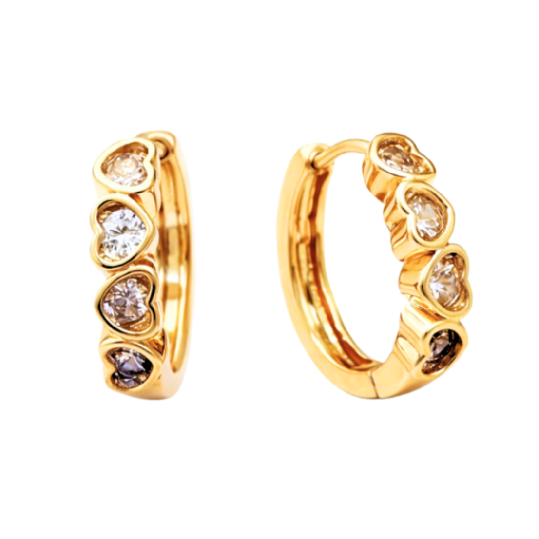 Crystal Heart Hoops