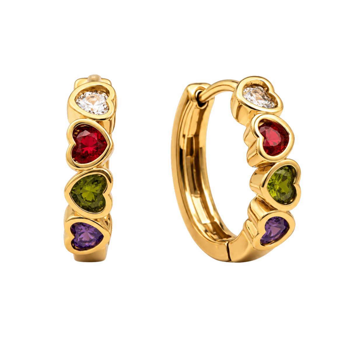 Colourful Crystal Heart Hoop Earrings