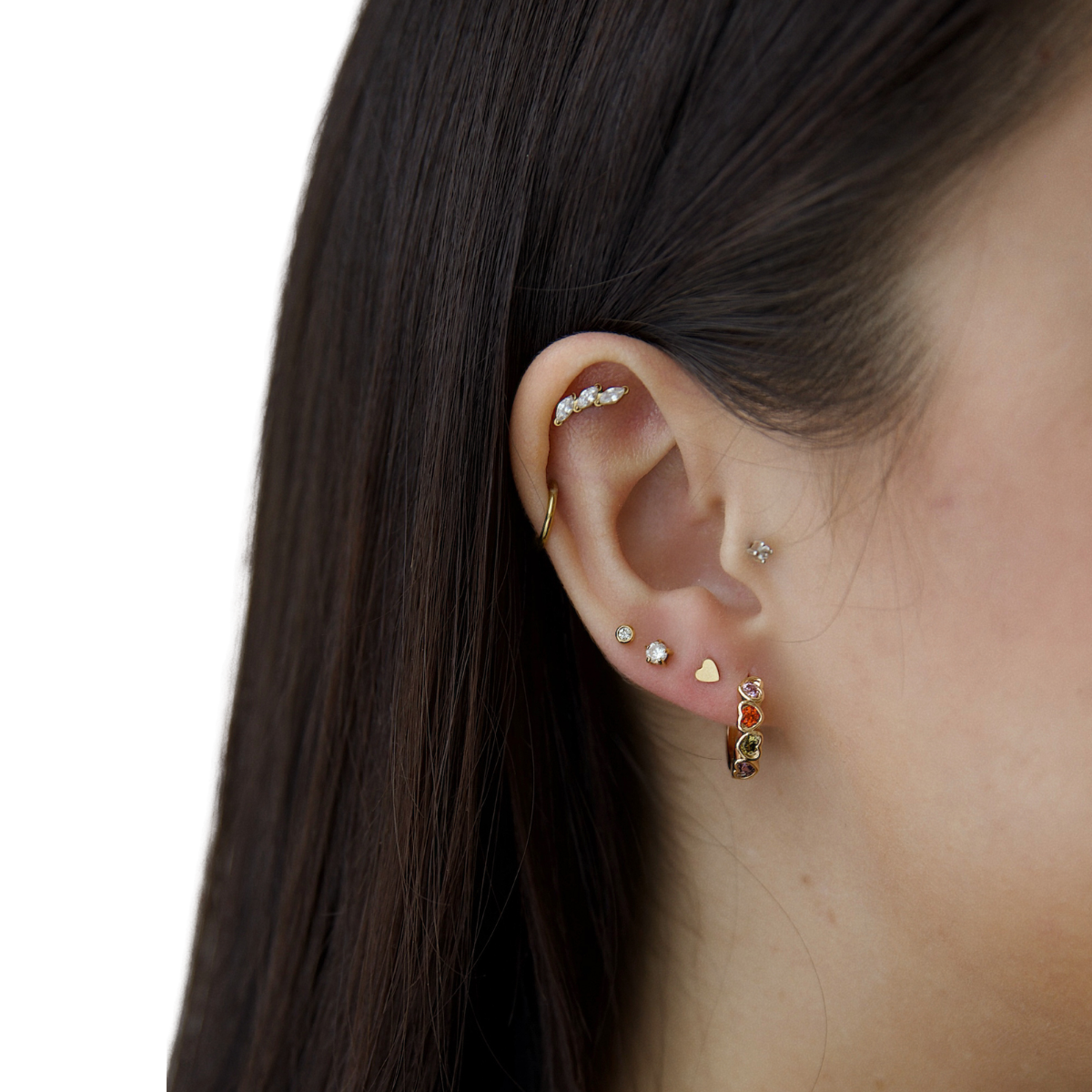 Colourful Crystal Heart Hoop Earrings