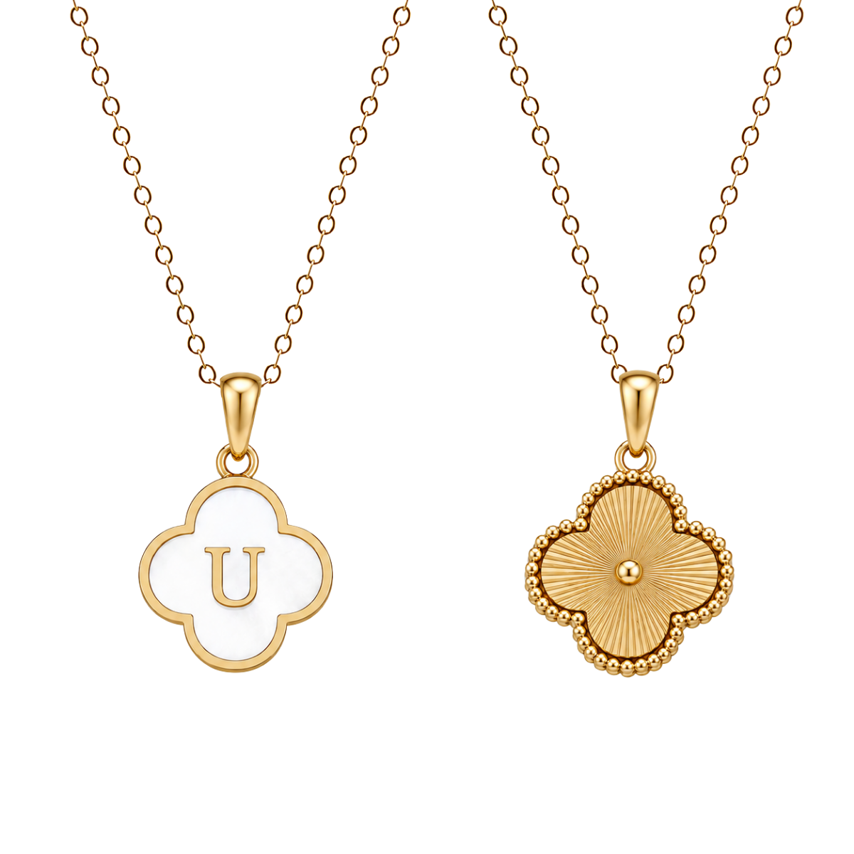 Clover Initial Necklace (Reversible)