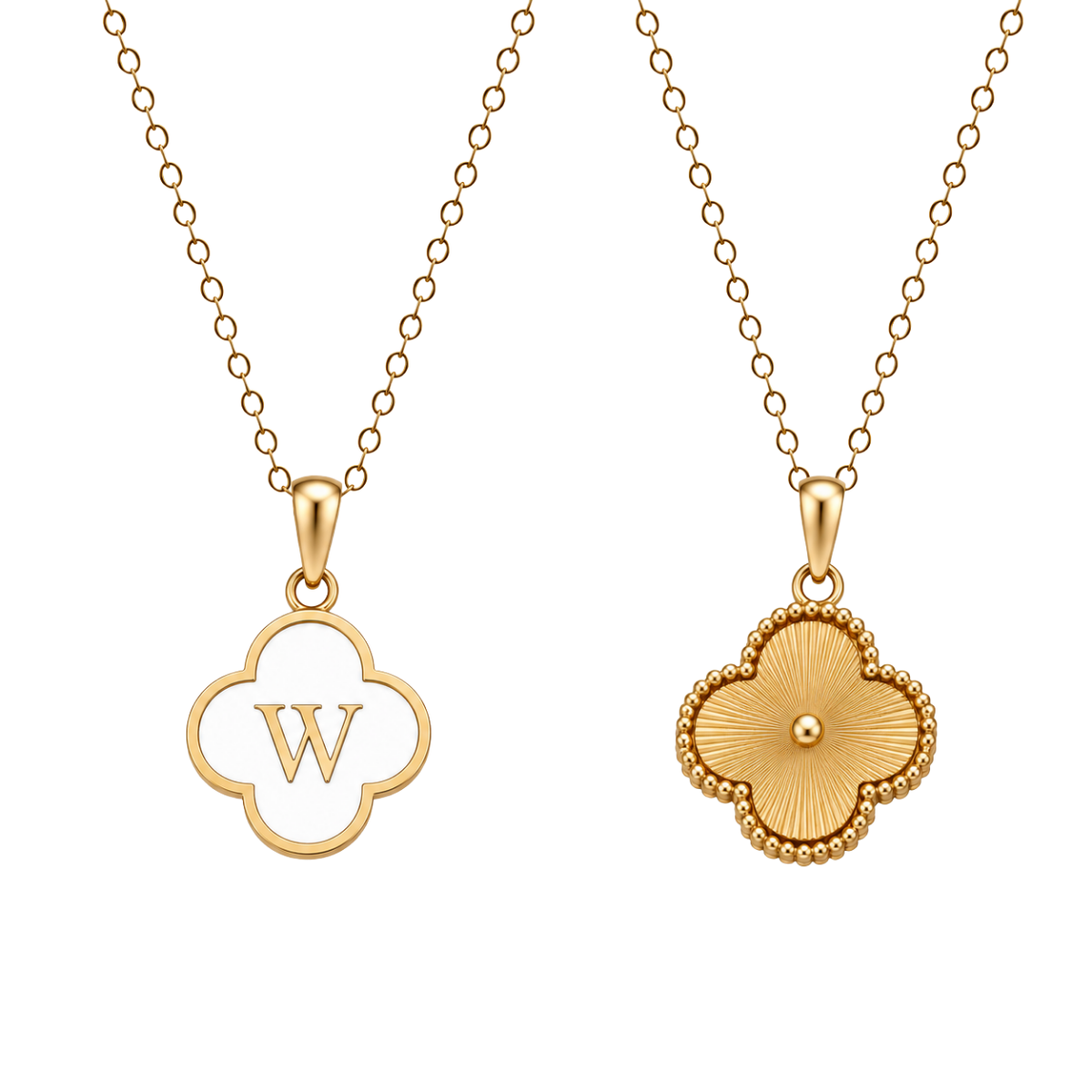 Clover Initial Necklace (Reversible)