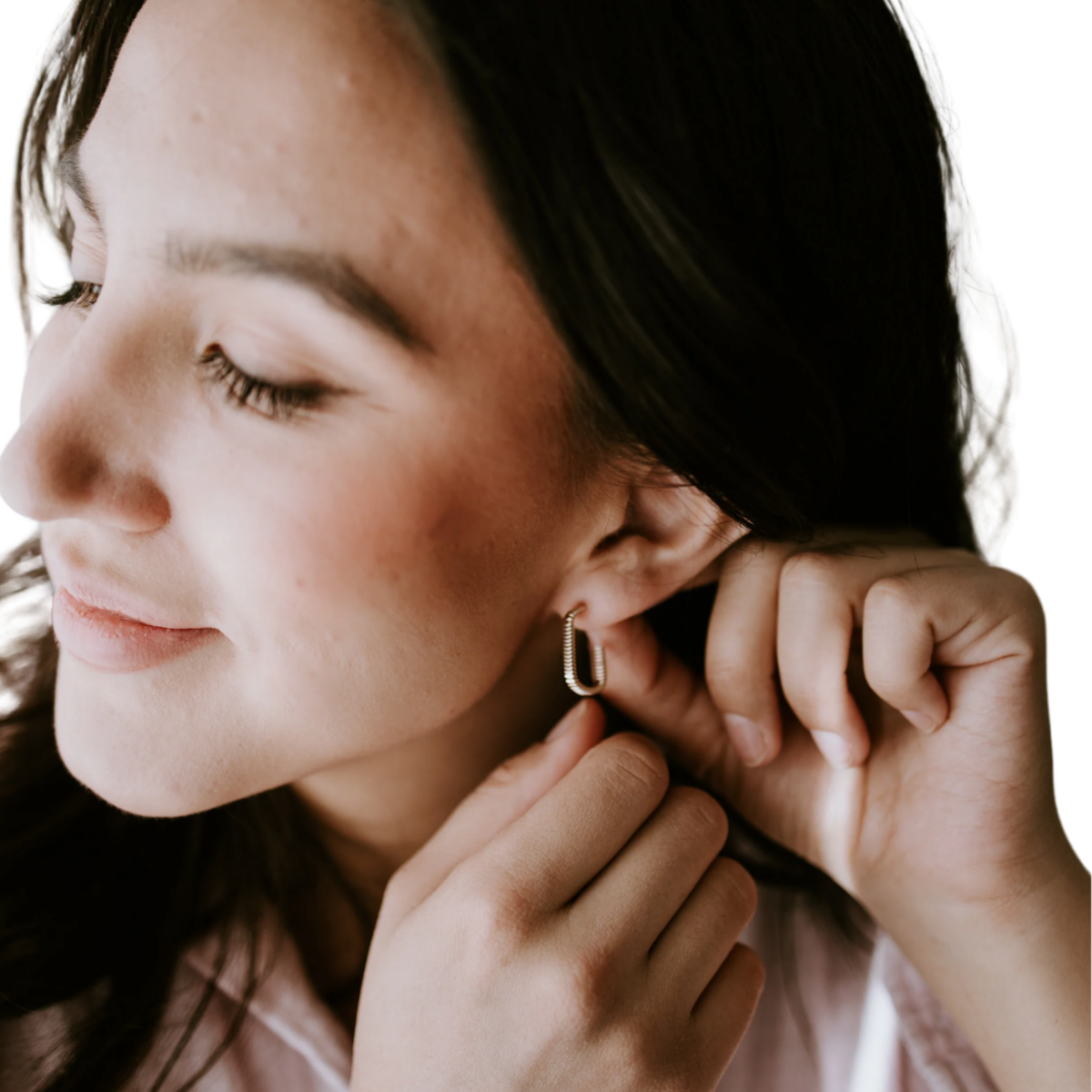 Textured Rectangle Hoop Earrings
