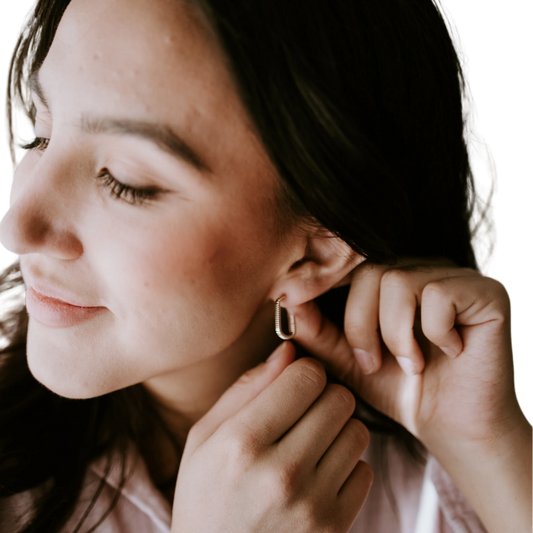 Textured Rectangle Hoop Earrings
