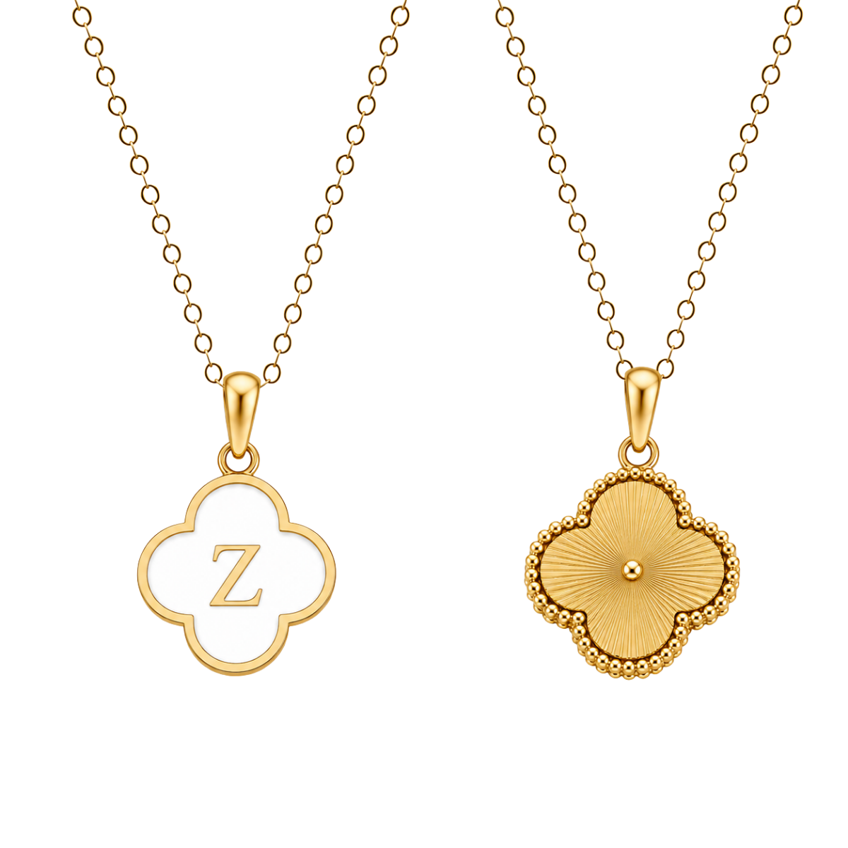 Clover Initial Necklace (Reversible)