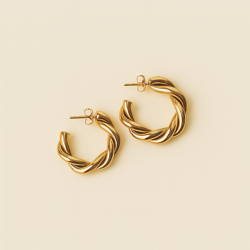 Twisted Gold Hoop Earrings