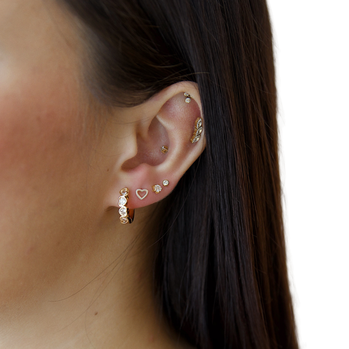 Crystal Heart Hoops
