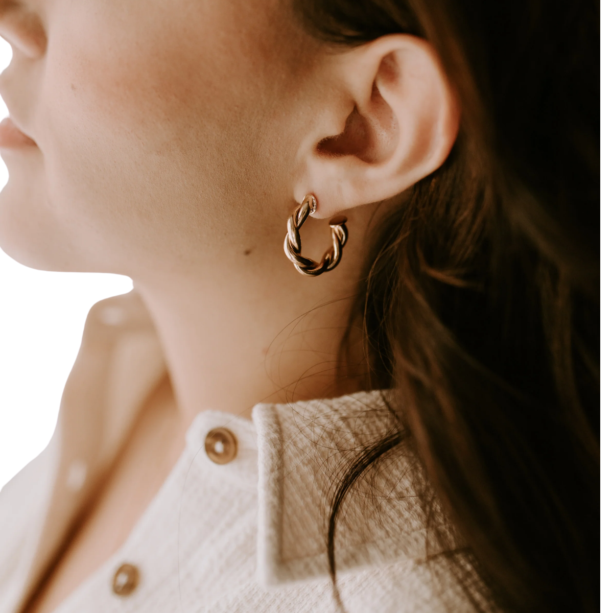 Twisted Gold Hoop Earrings