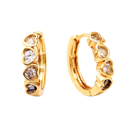Crystal Heart Hoops
