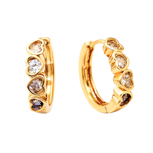 Crystal Heart Hoops