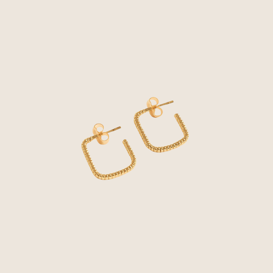 SR Textured Rectangle Hoop Earrings
