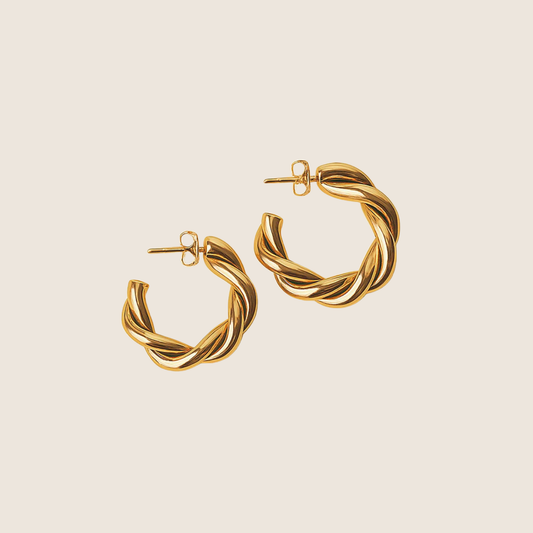 SR Twisted Gold Hoop Earrings