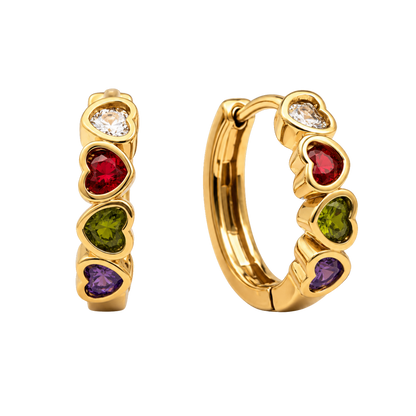 Colourful Crystal Heart Hoop Earrings
