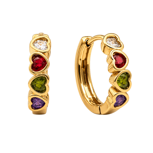 Colourful Crystal Heart Hoop Earrings