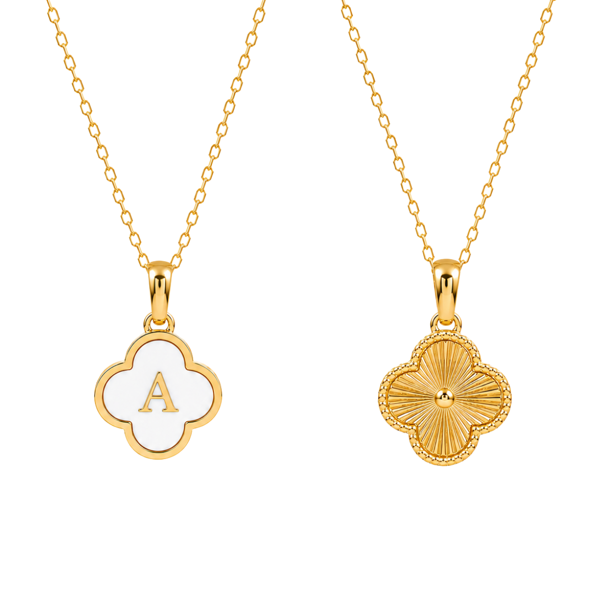 Clover Initial Necklace (Reversible)