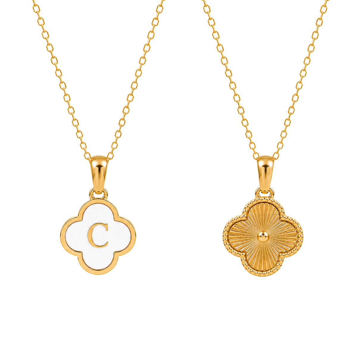 Clover Initial Necklace (Reversible)