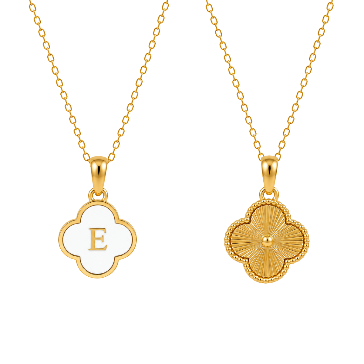 Clover Initial Necklace (Reversible)