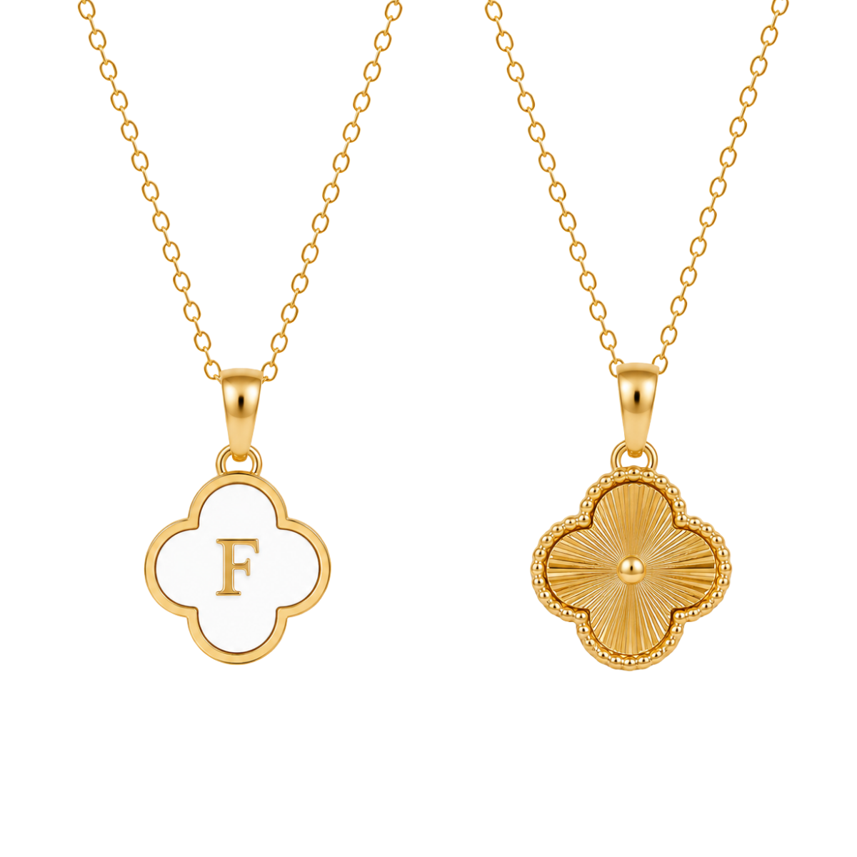 Clover Initial Necklace (Reversible)