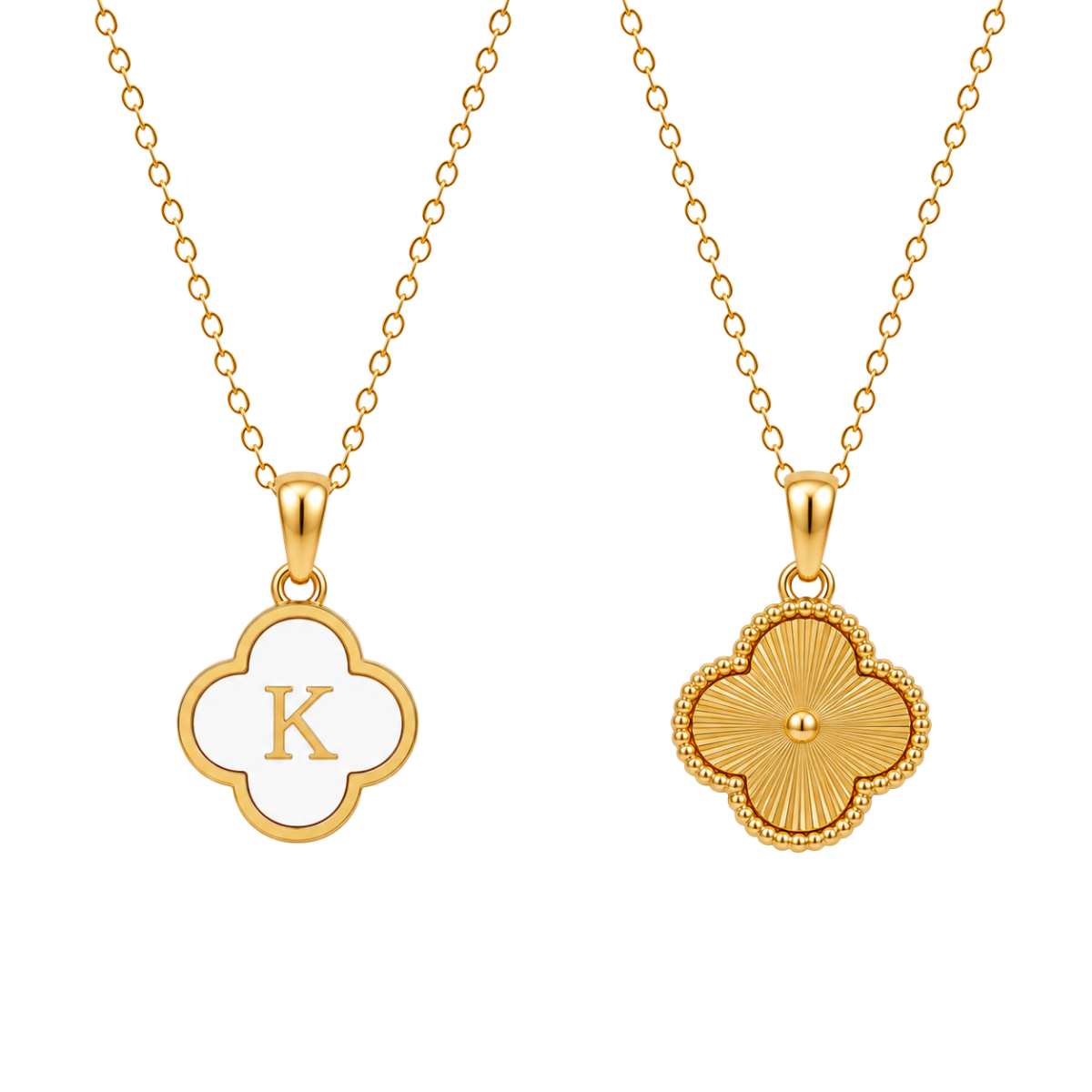 Clover Initial Necklace (Reversible)