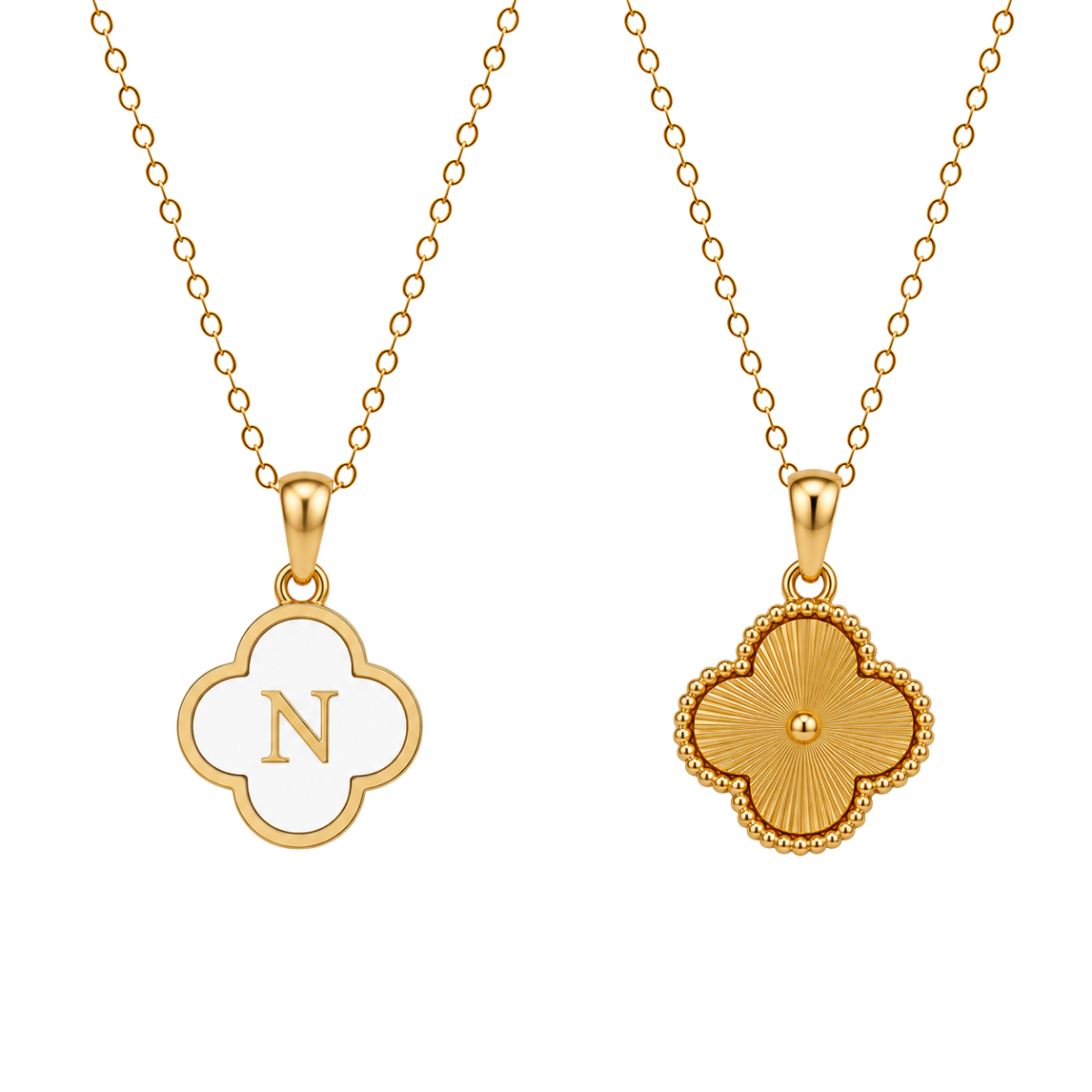 Clover Initial Necklace (Reversible)