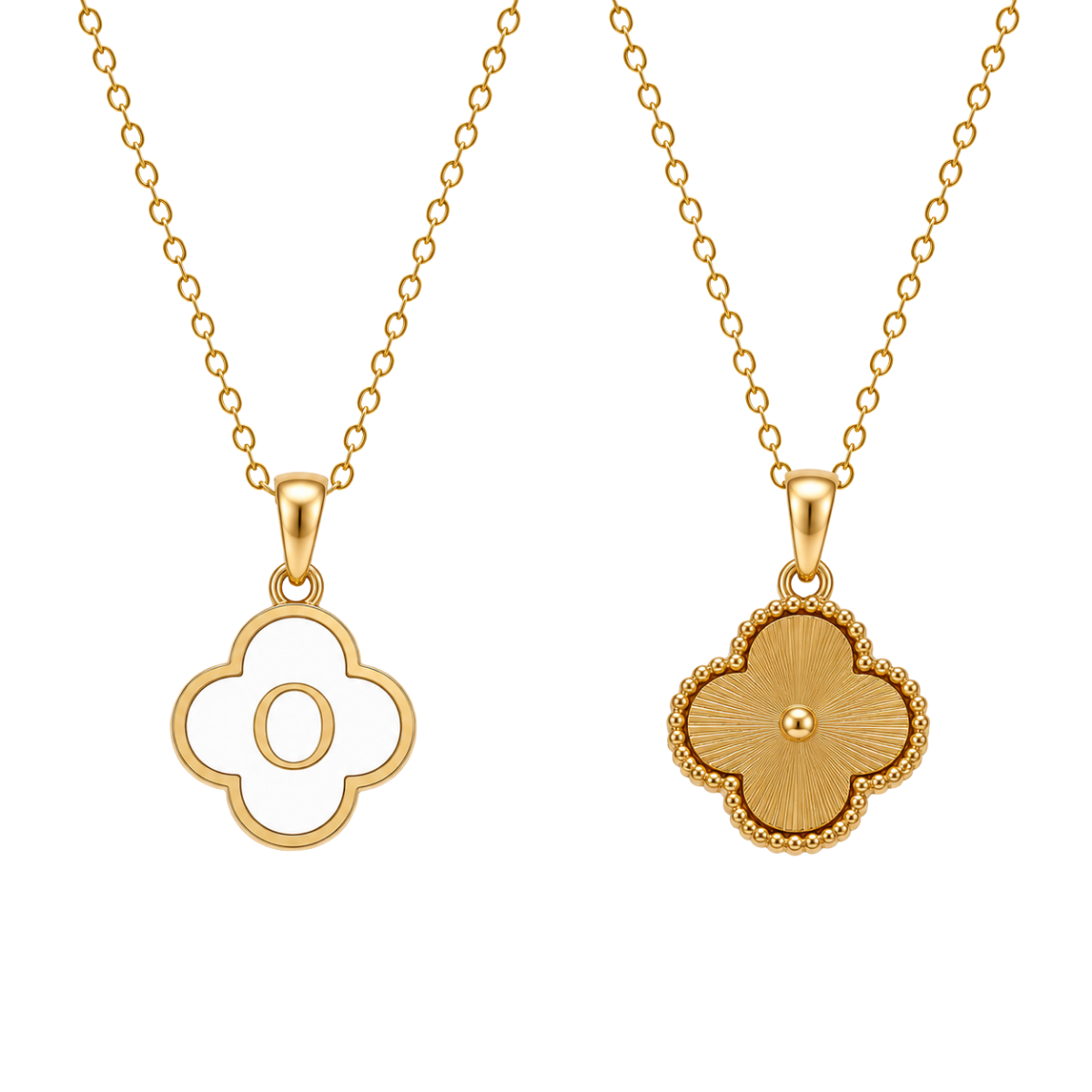 Clover Initial Necklace (Reversible)