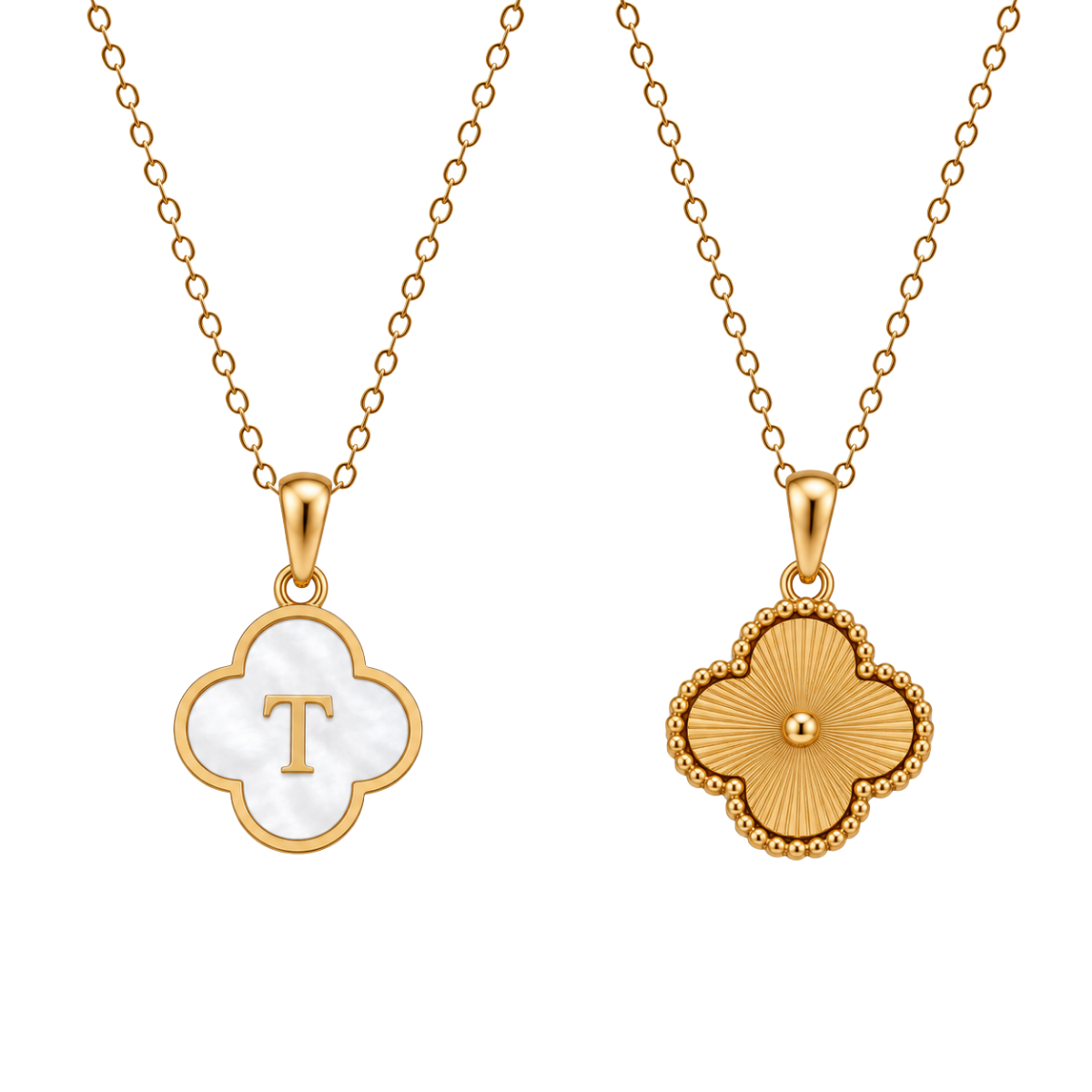 Clover Initial Necklace (Reversible)