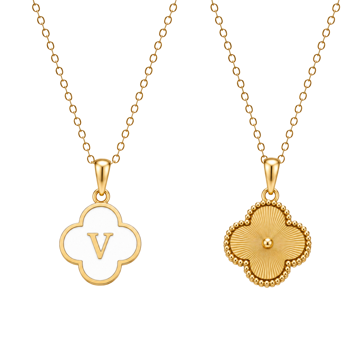Clover Initial Necklace (Reversible)