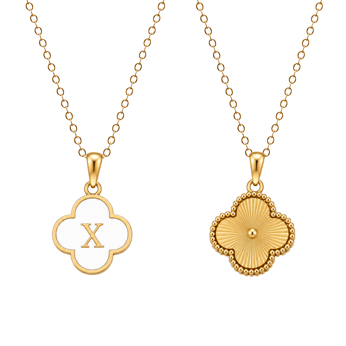 Clover Initial Necklace (Reversible)