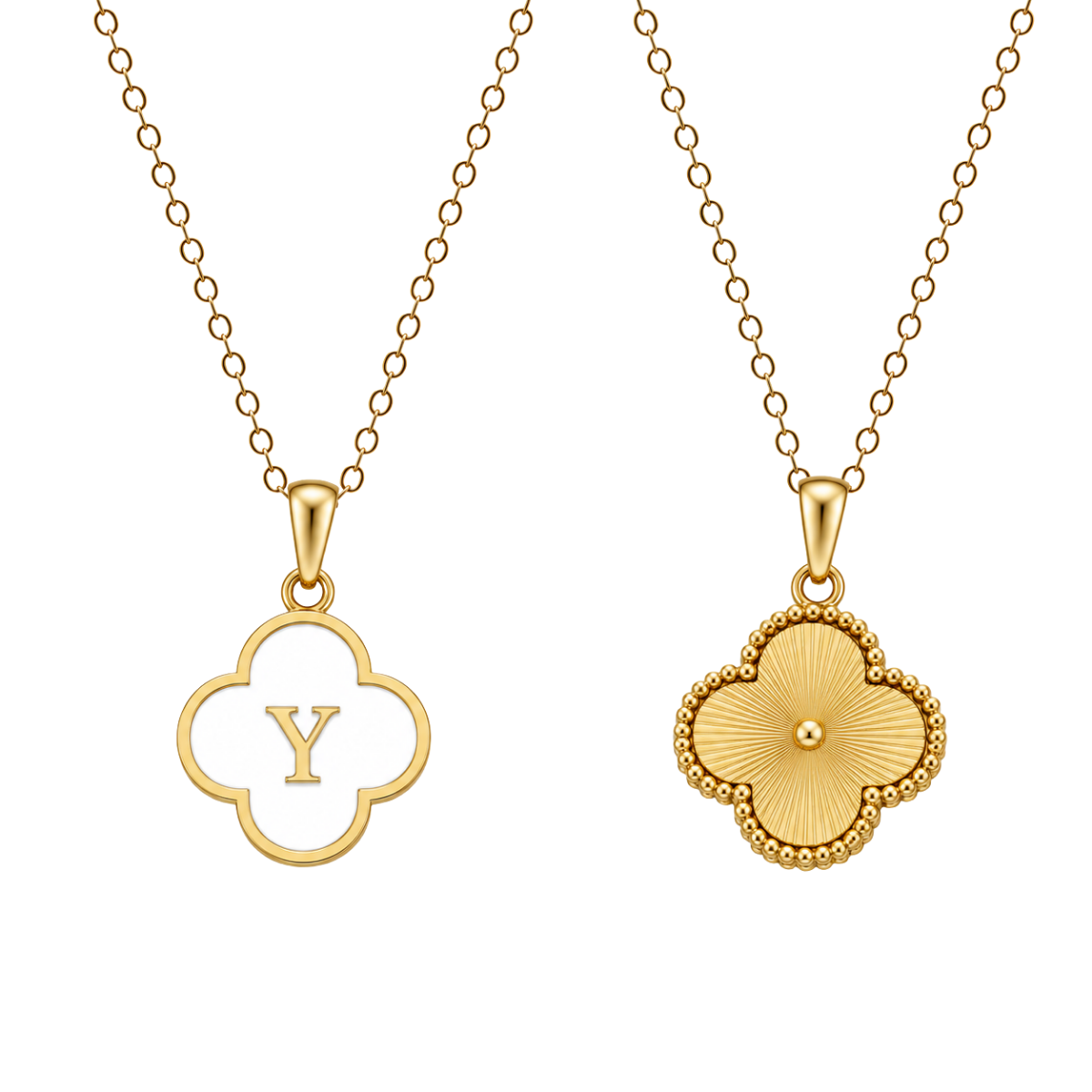 Clover Initial Necklace (Reversible)