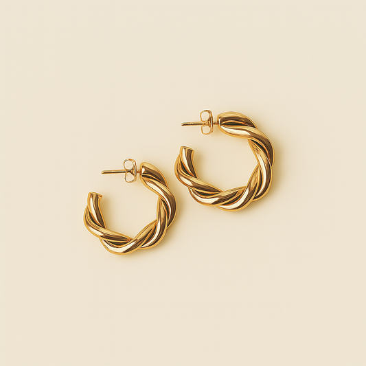 Twisted Gold Hoop Earrings