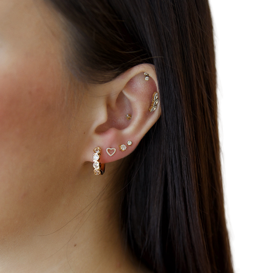 Crystal Heart Hoops