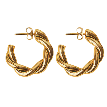 Twisted Gold Hoop Earrings