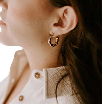 Twisted Gold Hoop Earrings
