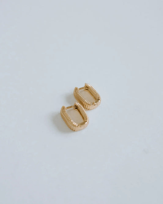 SR Pleated Gold Rectangle Earrings